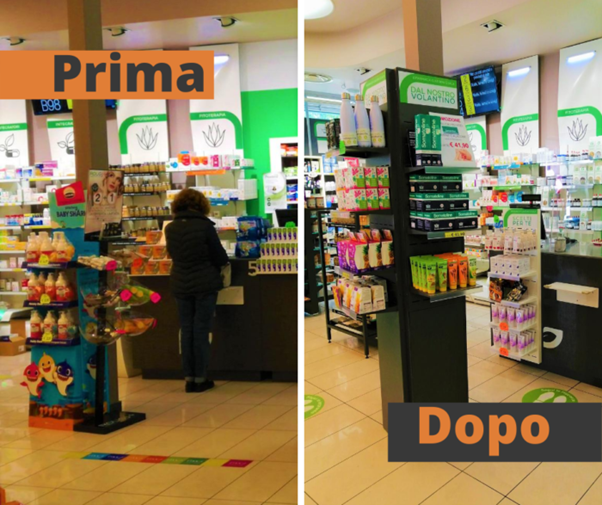 Pilastri in farmacia e Visual Merchandising – Now Farmacia